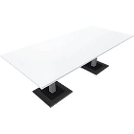 Vergadertafel QUANDOS BOX, rechthoek, rechthoek, B 2200 x D 1000 x H 720-820 mm, wit