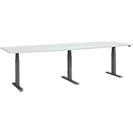 Schäfer Shop Select vergadertafel ERGO-T 2.0 Big, tot 8 personen, elektrisch in hoogte verstelbaar, ton, T-voet, B 2800 mm, lichtgrijs/antraciet