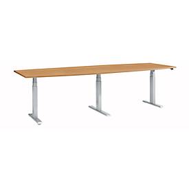 Schäfer Shop Select vergadertafel ERGO-T 2.0 Big, tot 8 personen, elektrisch in hoogte verstelbaar, ton, T-voet, B 2800 mm, beuken/wit aluminium