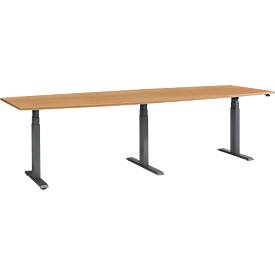 Schäfer Shop Select vergadertafel ERGO-T 2.0 Big, tot 8 personen, elektrisch in hoogte verstelbaar, ton, T-voet, B 2800 mm, beuken/antraciet