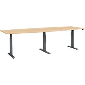 Schäfer Shop Select vergadertafel ERGO-T 2.0 Big, tot 8 personen, elektrisch in hoogte verstelbaar, ton, T-voet, B 2800 mm, ahorn/antraciet