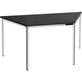 Vergadertafel, trapezium 1600 x 800 mm, zwart