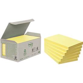 Post-it recycled notes , 100 vel, ft 76 x 127 mm, geel, pak van 6 blokken