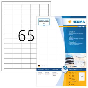 Herma Inkjet-Etiketten weiß 66x33,8mm Special A4 VE=1920 Stück
