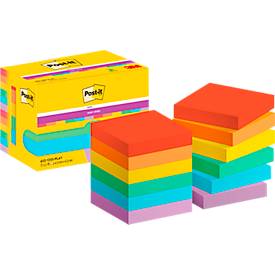 Post-It Super Sticky Notes Playful, 90 vel, ft 47,6 x 47,6 mm, pak van 12 blokken