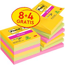 Post-It Super Sticky Z-Notes Carnival, 90 vel, ft 76 x 76 mm, 8 + 4 GRATIS