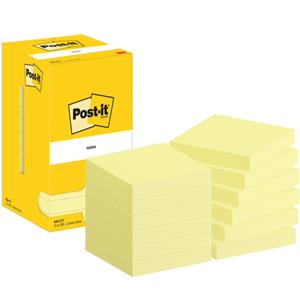 Post-It Zelfklevende memoblaadjes 654-CY 76 x 76 mm 100 Vellen per blok Geel Pak van 12