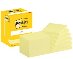 Post-It Zelfklevende memoblaadjes 657-CY 76 x 102 mm 100 Vellen per blok Geel Pak van 12