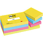 Post-It Zelfklevende memoblaadjes 653-TFEN 38 x 51 mm 100 Vellen per blok Blauw, geel, groen, roze Pak van 12