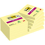 Post-It Super Sticky Notes 654-SSCY 76 x 76 mm 90 Vellen per blok Geel Vierkant Effen Pak van 12 (8+4 gratis)