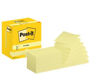 Post-It Z-Notes , 100 vel, ft 76 x 127 mm, geel, pak van 12 blokken