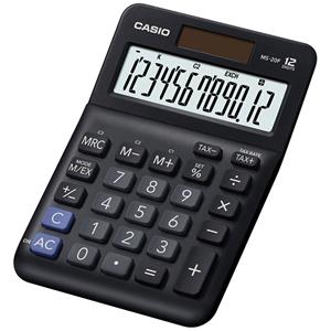 Casio MS-20F Bureaurekenmachine Zwart Aantal displayposities: 12 werkt op batterijen, werkt op zonne-energie (b x h x d) 101 x 148.5 x 27.6 mm