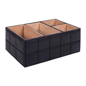 QUVIO Bureau organizer - 4 vakken - PU Leer - Zwart