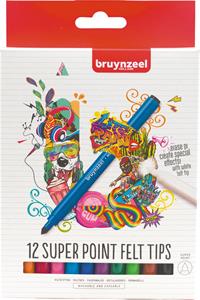 Bruynzeel viltstiften Super Point, etui met 12 stuks