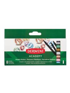 Derwent viltstift Academy Metallic Markers, blister van 8 stuks in geassorteerde kleuren