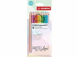 Aquarell-Buntstift aquacolor PASTELlove, 12er Etui