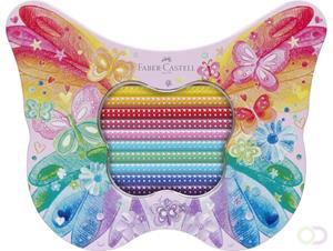 Faber Castell Kleurpotloden Faber-Castell sparkle 12 standaard kleuren   8 pastel kleuren in bewaarblik vlinder inclusief vlinder