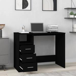 vidaxl Bureau met lades 102x50x76 cm bewerkt hout zwart