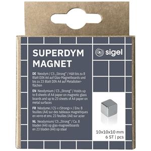 Sigel Neodymium magneet BA192 (b x h x d) 10 x 10 x 10 mm dobbelsteen Zilver 6 stuk(s) BA192