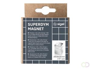 Sigel Neodymium magneet C30 Ultra-Strong (l x b x h) 20 x 20 x 30 mm dobbelsteen Zilver 2 stuk(s) BA707