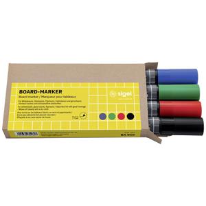 Sigel Board-Marker Rundspitze 2-3mm Tinte schwarz/blau/rot/grün 4 Stüc