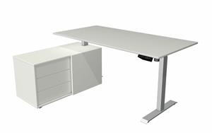 Kerkmann Bureau compleet Move 1, wit, memory functie, B180 x D80 /B102 x D50 cm