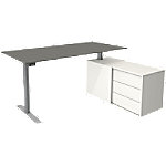 Kerkmann Bureau compleet Move 1, antraciet, memory functie, B180xD80/102xD50 cm