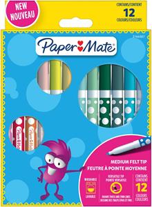 Paper Mate uitwasbare viltstift, blister van 12 stuks