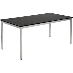 EUROKRAFTbasic Universele tafel, rechthoekig, h x b x d = 740 x 1600 x 800 mm, blad essenhoutdecor donkergrijs, onderstel blank aluminiumkleurig