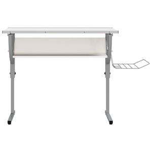 VidaXL Tekentafel 110x53x(58-87) cm bewerkt hout en staal wit/grijs