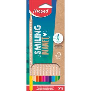 Maped Smiling Planet Colour Pencils box of 12 colours FSC wood