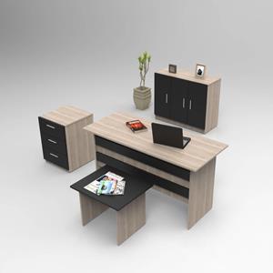 Kalune Design | Set van bureau met bijzettafel en 2 opbergkasten Micha