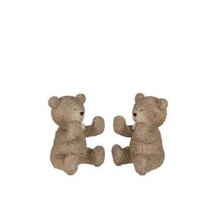 J-Line Set 2 Boekensteun Teddy Poly Lichtbruin