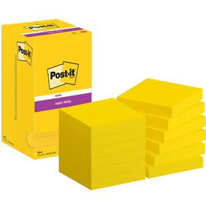 Post-it Memoblok 3M  654 Super Sticky 76x76mm geel