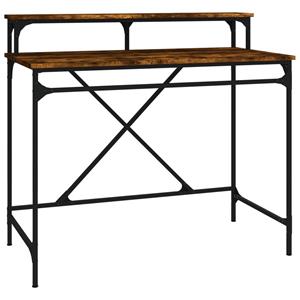 Vidaxl Schreibtisch Räuchereiche 100x50x90 Cm Holzwerkstoff Und Eisen