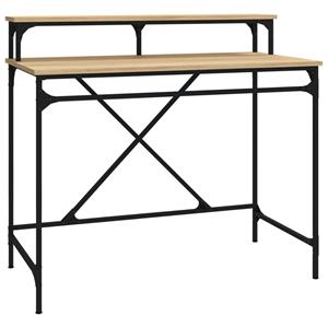 Vidaxl Schreibtisch Sonoma-eiche 100x50x90 Cm Holzwerkstoff Und Eisen