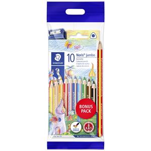 Staedtler Kleurpotlood Noris jumbo 128 Ergonomisch, Driehoek 61 SET8 Geel, Huidkleuren, Oranje, Rood, Violet, Blauw, Lichtblauw, Groen, Bruin, Zwart 10 stuk(s)