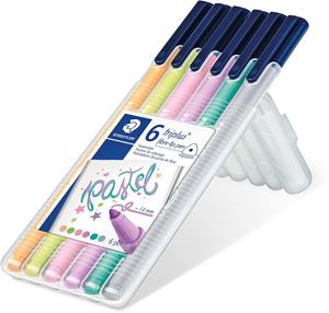 Staedtler viltstift Triplus Color, opstelbare box met 6 pastelkleuren