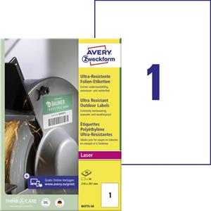 averyzweckform Avery Zweckform Folien-Etiketten ultra-resistent A4 210x297mm VE=50 Et