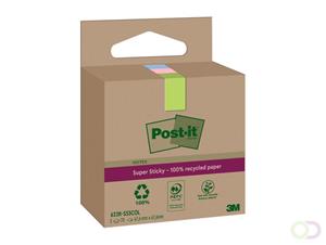 Post-it Super Sticky Notes Recycled, 70 vel, ft 47,6 x 47,6 mm, assorti, pak van 3 blokken