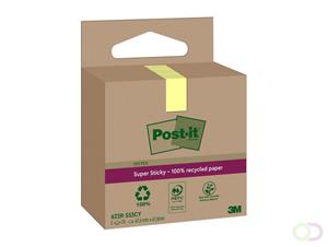 Post-it Super Sticky Notes Recycled, 70 vel, ft 47,6 x 47,6 mm, geel, pak van 3 blokken