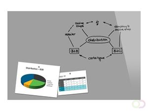 BE! Board B1306 Glazen magneetbord (b x h) 90 cm x 60 cm Grijs