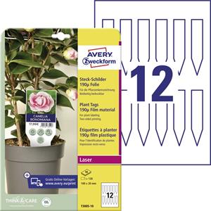 Avery Zweckform T3005-10 Etiketten (A4) 100 x 20 mm #####Polyester Wit 120 stuk(s) Niet hechtend #####Steckschilder-Etiketten