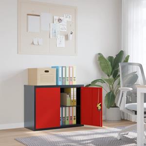 vidaXL Aktenschrank Aktenschrank Anthrazit und Rot 90x40x70 cm Stahl (1-St)