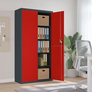 VidaXL Archiefkast 90x40x180 cm staal antracietkleurig en rood