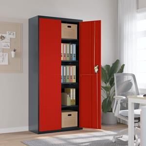 VidaXL Archiefkast 90x40x200 cm staal antracietkleurig en rood