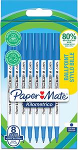 Paper Mate balpen Kilometrico, medium, blister van 8 stuks, blauw
