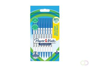 Paper Mate balpen Kilometrico, medium, blister van 8 stuks, blauw