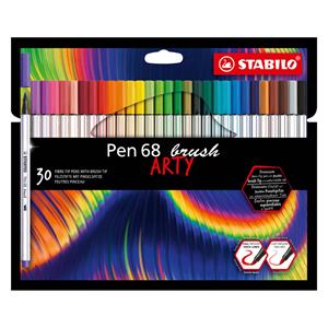 STABILO pen 68 brush ARTY, etui van 30 stuks, assorti