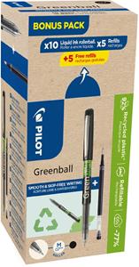 Pilot Greenball, 10 rollers + 10 vullingen, medium, zwart